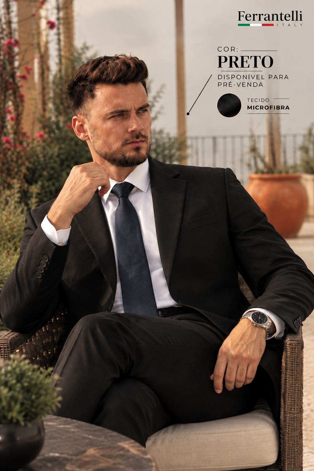 Costume Microfibra Preto Gabardine