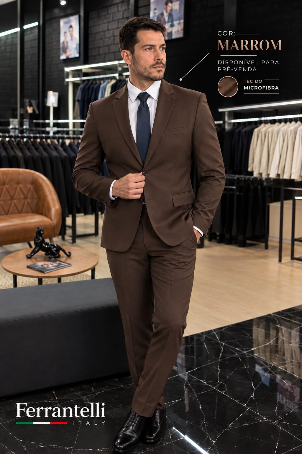 Costume Microfibra Marrom Gabardine