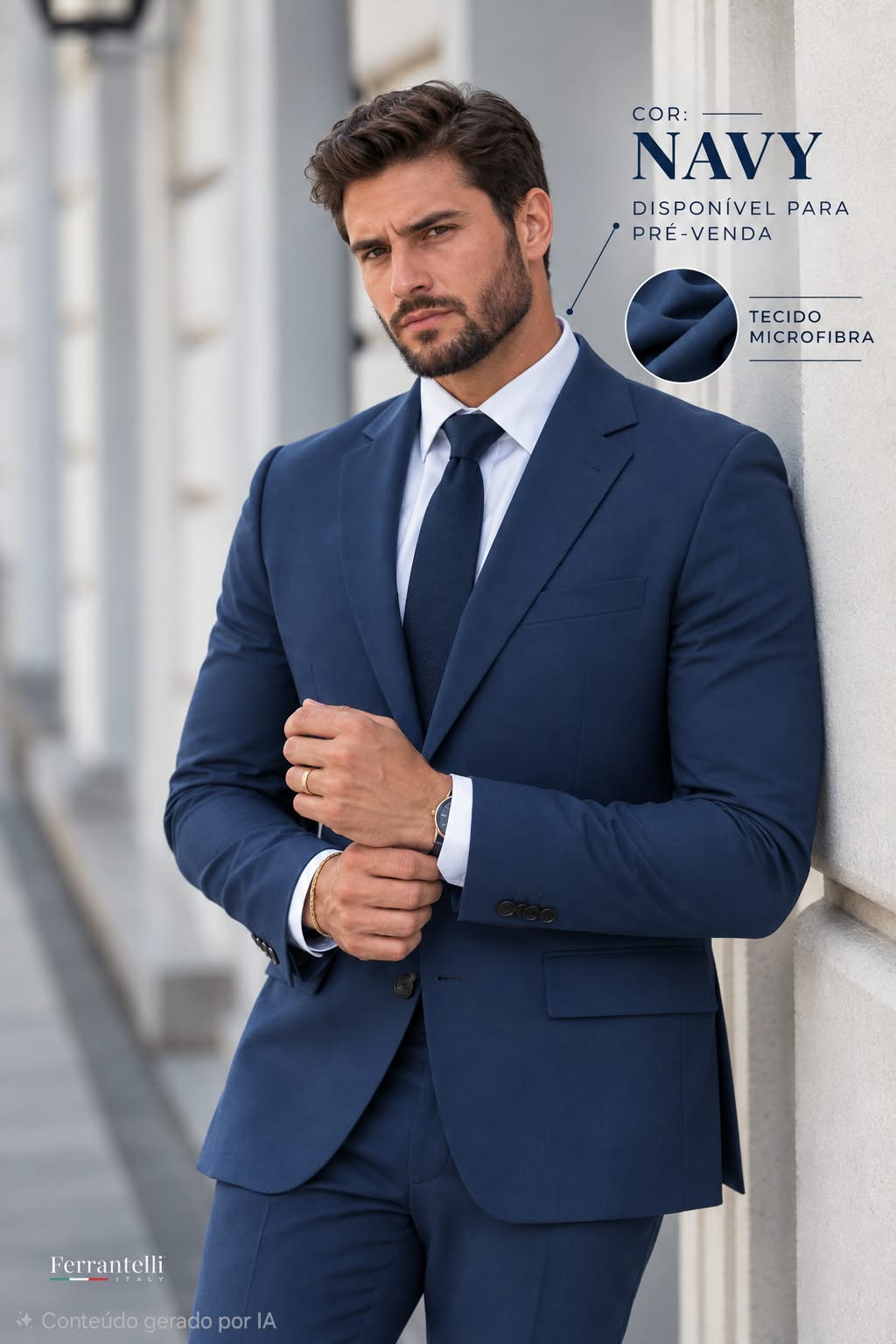 Costume Microfibra Navy Gabardine
